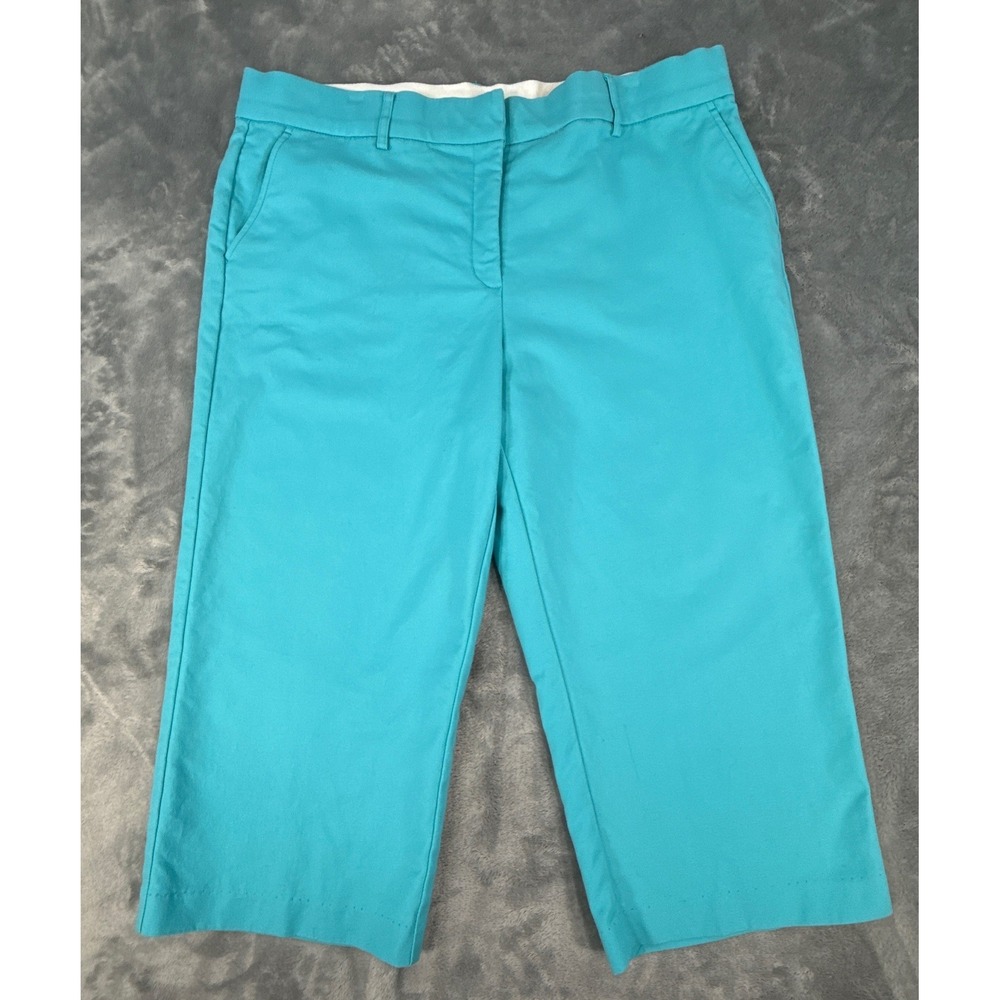 Briggs New York Womens Turquoise Blue Stretch Cotton Capri‎ Crop Pants 18, Flat